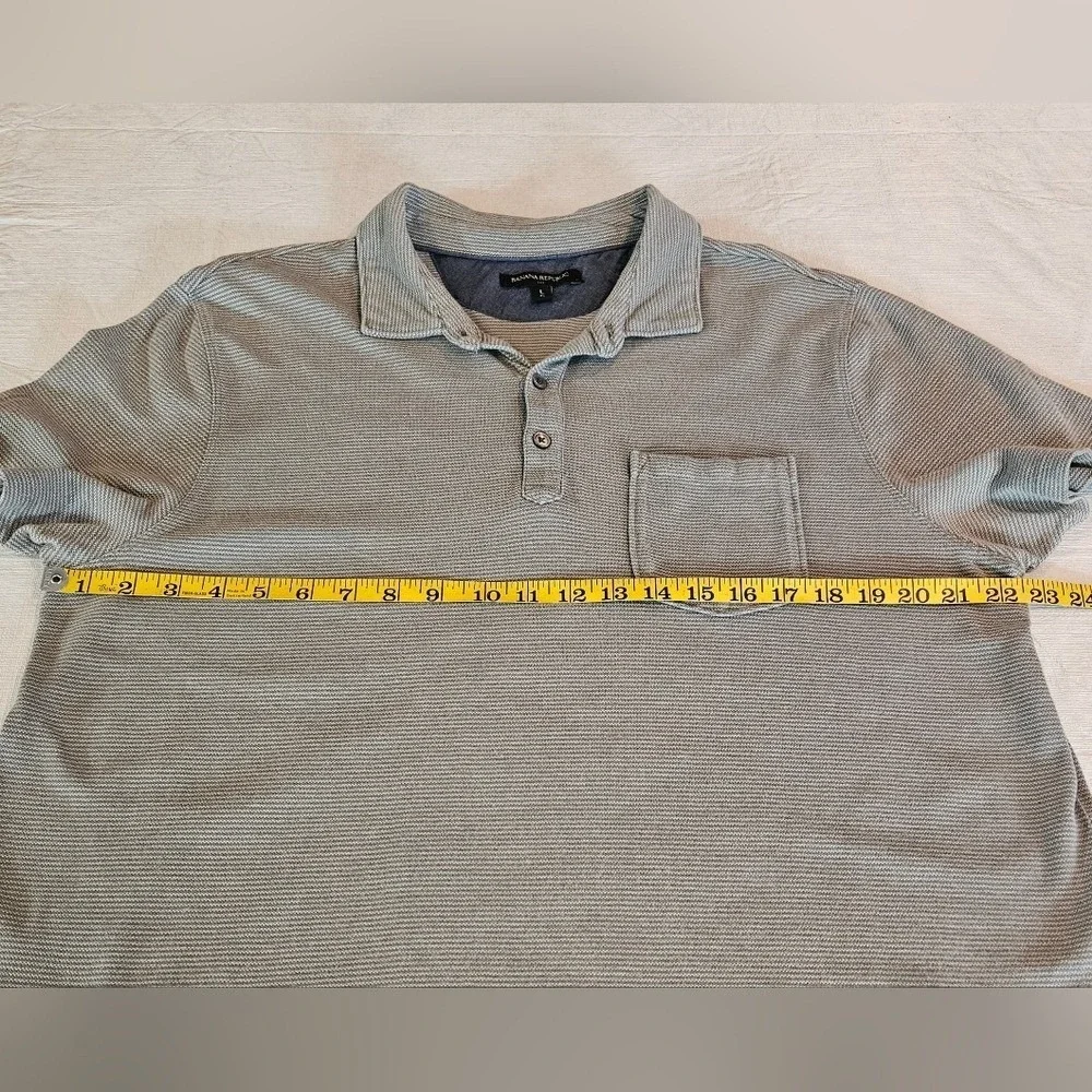 Banana Republic Mens Large‎ Gray Micro Stripe Cotton Pocket Polo Shirt CA17897